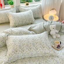 一套蝴蝶花卉图案床上用品，包括1个被套、1个床单、2个枕套，100%涤纶材质，柔软透气，舒适亲肤，适合家庭、旅馆、宿舍使用。 - 淡綠 - 查看 8