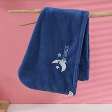 Women's Quick-Dry Microfiber Towel - Soft Coral Fleece, High-Quality Design, Absorbent Shower Cap With Cute Star And Rainbow Embroidery, Used For Drying Wet Hair, Microfiber Towel - 藍色 - 查看 9