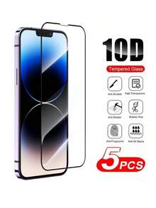 5片装9D全覆盖高清钢化玻璃屏幕保护膜，9H+硬度，兼容 17 Pro Max/17 Pro/17 Air/17/16/15/14/13/12/11 Pro Max/XS/X/XR，透明保护膜，防刮花，屏幕保护，防震，防摔，防指纹，全覆盖 - 5pcs - 查看 36