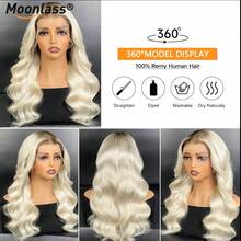 Upgraded Gold-Plated Blonde Wig, Beach Wavy Curls, 220% Density, Middle Part, 13x4 Nude UHD Transparent Lace Front Wig, Confidence-Boosting Human Hair Wig, Platinum Blonde Wig With Dark Roots, Natural Wavy Curls, Christmas Edition, 100% Human Hair Wig, Pre-Cut, Plug And Play, No Glue Needed, 18 Inch Ombre Golden Blonde Wig, Women, Pre-Plucked, Free Shipping - S4/613 - View 6
