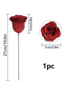 1/10束闪亮玫瑰，人造玫瑰，带包装纸，提供DIY包装纸，适合婚礼和节日装饰，情人节、婚礼、生日和母亲节礼物 - 彩色 - 查看 14