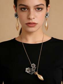 ZA 欧美波西米亚风首饰套装 - 两件套，包含项链和耳环 | 醒目的花瓶设计 | 节日礼物吸睛配饰 - 花瓶 - 查看 1