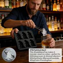 1pc Monster Ice Mold, Amazingly Sharp And Detailed Carving - The Smooth Black Silicone Material Creates A Premium Feel, While The Iconic Monster Shape Can Add A Touch Of Fun To Any Beverage. A Must-Have For Whiskey Enthusiasts, This Etsy Find Seamlessly Blends Playfulness And Quality. - Multicolor - View 2