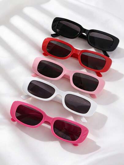 5副方形可爱彩色休闲时尚眼镜 - 非常适合旅行、海滩拍照和日常佩戴