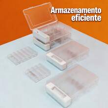 Caixa de armazenamento de baterias com função de teste de energia por LED, que resolve de forma eficiente os problemas de armazenamento e teste de energia das baterias. - Branco - Visão 2