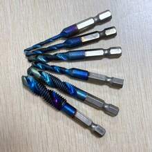 1/6pcs Hexagonal Shank Drill & Tap Combo High Speed Steel Hexagonal Shank Machining Hole Opener, Tapping, Deburring, Composite Tap