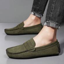 1 Pair Men's Casual Slip-On Loafers, Soft Sole Moccasin Shoes - Dark Green - View 5