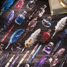 have a good day 10张/包复古羽毛笔主题贴纸，创意美学贴纸，DIY剪贴簿工艺材料，节日礼物，个性化贴纸相册学习用品剪贴簿用品文具 - 彩色 - 查看 4