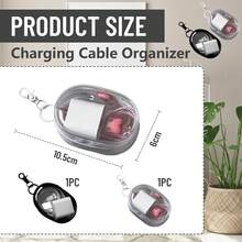 حقيبة تخزين شاحن محمول مقاوم للماء، جراب شفاف صلب صغير مزود بسحاب، منظم كابلات الشحن، ملحق سفر موفر للمساحة - متعدد الألوان - مشاهدة 3