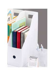 1个白色防水文件收纳盒，桌面文件整理盒，厨房用具收纳盒，橱柜整理盒，加厚塑料可折叠简约文件架，学生宿舍书桌书架