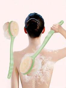 1 pièce Brosse exfoliante à long manche rose/bleu, brosse multi-fonctions pour l'exfoliation du dos et le nettoyage de la douche - Vert - Voir 1
