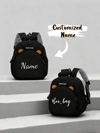 A Backpack That Can Be Customized With Your Name Or Message. This Mini Cartoon Bear-Shaped Back-To-School Backpack Can Be Customized With Your Name, Letters, Lucky Numbers, Etc., Making It Perfect For Everyday School, Dance Class, Travel, Or As A Birthday Gift For A Friend Or Daughter. It Has Sentimental Value And Is Also Suitable As Packaging, A Christmas Gift, Or A New Year'S Gift. Patterns Are Randomly Assigned. A Random Pendant Is Included.