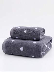 1pc/2pcs/4pcs Red Heart Embroidered Couple Towels, Small Bath Towels, Valentine's Day Gift, Soft And Absorbent, No Shedding, Face And Bath Towel Dual Use, Personalized Adult Towel Set, Suitable For Home, Pool And Daily Use - Gray - View 12