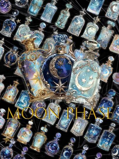 50Pcs Dark Magic Moon Bottle Aesthetic Decorative Gothic Transparent Stickers Packs For Album Collage Cards Phone Journaling, Gothic Decor, Planner, Scrapbooking, Laptop, Vintage Goth Making Crafts Sticker For Adults