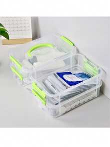4-Layer Stackable Transparent Plastic Storage Box With Lid - Portable Large Capacity Container, Suitable For Home And Office, Can Be Used For Toys, Snacks, Etc.