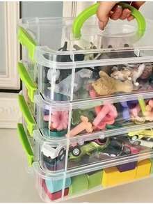 4-Layer Stackable Transparent Plastic Storage Box With Lid - Portable Large Capacity Container, Suitable For Home And Office, Can Be Used For Toys, Snacks, Etc.