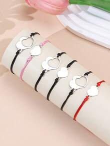 2条/套创意时尚爱心友谊手链套装，适合情人节、婚礼季、日常佩戴 - 愛心 - 查看 3