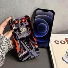 Estuche para teléfono con diseño de robot de calavera compatible con estuches para teléfonos   17  16 Pro Max  15 Pro Max  13 y  12 A prueba de golpes, resistente al agua y a los arañazos Un gran regalo para familiares, amigos, seres queridos, novios/novias y para Navidad - Negro - Ver 4