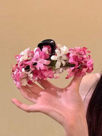 1PC Pink Floral Hair Claw With Ethereal Aura Super Ethereal Floral Hair Claw Hair Claw Fresh Hair Accessory Hair Claw