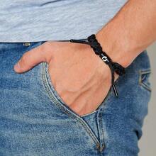 'Adjustable Paracord Bracelet Made of Durable Waterproof Rope Stylish Accessory For Men 7 colors Fits Any 6-8.5'' Wrist Size' - 1negro - Ver 3