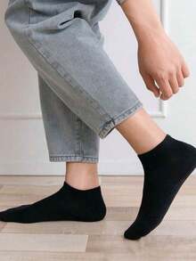 6/10/15 pares de calcetines de tobillo de unicolor negro, blanco y gris para mujer, de moda y casual, que absorben la humedad y son cómodos, adecuados para todo el año y uso diario y al aire libre - Multicolor - Ver 7