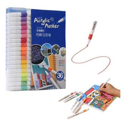 12/24/36/60/80 Colores Bolígrafos de Marcador Acrílico, Bolígrafos de Arte Graffiti DIY, Juego de Bolígrafos de Marcador de Acuarela de Colores, Marcadores Acrílicos, Resistente al Agua y de Secado Rápido, Adecuado para Graffiti y Pintura Escolar, Diseño Sencillo, Adecuado para Pintura y Creación Artística Infantil, Resistente al Agua y a las Manchas, Lavable