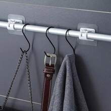 4-Piece Auxiliary Hook Set, Drill-Free Curtain Rod Support Set - Self-Adhesive, Suitable For Stylish Home Décor, Practical Hooks, Adjustable Wall Hooks, Suitable For Bedrooms, Living Rooms, Kitchens, And Bathrooms - White Rod Holder, Easy To Install, Made Of Durable Plastic, A Practical Little Item Suitable For Various Occasions And Scenes, A Must-Have For Halloween And Christmas. - Transparent - View 5