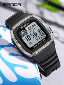 SANDA 2208 Neue Mode Herren Digitaluhr, Outdoor Sport wasserdichte Chronograph LED Uhr für Frauen - Schwarz und Weiss - Übersicht 3