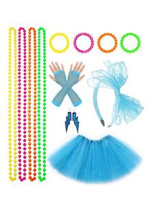 D EXCEED 4/11/12Pcs Women's 70s-80s Costume Accessories – Neon Beaded Necklaces, Bracelets, Gloves, Leg Warmers – For Vintage Themed Parties, 70s-80s Reunions, Retro Fashion Events & Classic Rock Concerts​ - Multicolor - View 32