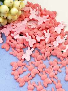 10-Piece Mini Flocked Bunny Set, Plush Flocked Animal Bead Ornaments, DIY Jewelry Handmade Pendants, Hairpin Accessories, Hair Accessories, Handmade Christmas Gifts, Holiday Supplies, Thanksgiving Gifts, The First Choice For Valentine's Day, Ramadan And Easter Handmade Gifts - Mini Bunny - View 5