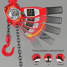 Polipasto de cadena de palanca de 0,75 toneladas/1650 libras, manual de alta resistencia, con cadena de acero de 3 m, herramienta de elevación y tracción de grado industrial para almacenes y garajes, con ganchos de acero duraderos y mango ergonómico. - Rojo - Ver 5
