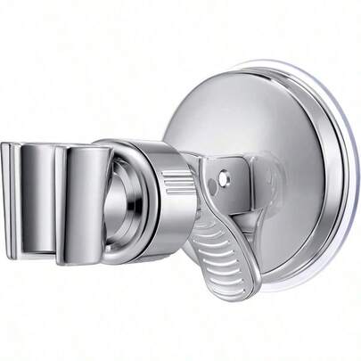 Adjustable Shower Head Holder, Removable Suction Cup Shower Head Holder, No Drill Wall Mounted Suction Bracket With Chrome Polished For Marble Glass Metal Ceramic(1,Silver Wrench)