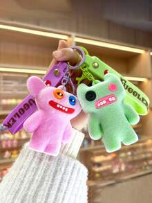 1个可爱植绒卡通牙齿怪兽钥匙扣，植绒卡通怪兽吊坠，趣味卡通背包吊坠，小饰品，包包挂饰，腕带钥匙扣，汽车钥匙扣，钥匙链挂绳，钥匙扣，钥匙圈，情侣钥匙扣，男孩钥匙扣，女孩钥匙扣，生日礼物，朋友礼物，节日礼物，活动纪念品，派对小礼品 - 彩色 - 查看 3