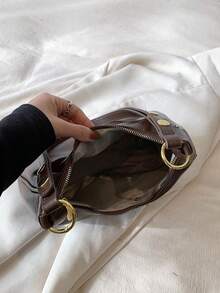 Ladies Solid Color Shoulder Pu Bag, Waterproof Fabric Underarm Shoulder Crescent Bag, Quilted Design Minimalist Large-Capacity Business Commuter Bag, Suitable For Traveling And Shopping, Commuting To Work.Trending Waxed Leather Underarm Hobo Bag, Ladies Solid Color Shoulder Pu Bag, Waterproof Fabric Underarm Shoulder Crescent Bag, Quilted Design Minimalist Large-Capacity Business Commuter Bag, Suitable For Traveling And Shopping, Commuting To Work.Versatile Shoulder & Crossbody Sling With Buttery Soft Texture, Spacious Yet Structured Crescent Shape For Daily Commute, Work & Casual Outings, Ins Minimalist Aesthetic With Premium Slouchy Design[Waxed Leather Bag, Underarm Hobo Bag, Crescent Shoulder Bag, Buttery Leather Purse, Ins Minimalist Bag, Spacious Hobo Purse, Commuter Shoulder Bag, Work To Weekend Bag, Slouchy Tote, Vegan Leather Bag, Structured Slouch Design, Crossbody Sling Bag, Unique Texture Bag, Women's Fashion Bag, Soft Leather Bag, Minimalist Purse] - Cà phê nâu - Xem 3