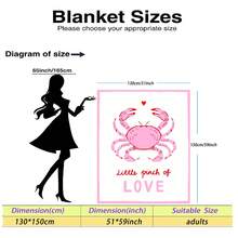 Soft Flannel Blanket With Cute Pink Crab Pattern And Red Heart Design, Sweet And Romantic Ocean-Themed Throw Blanket, Warm And Cozy For Sofa, Bedroom, Camping, Travel, Practical And Meaningful Gift - Multicolor - View 14