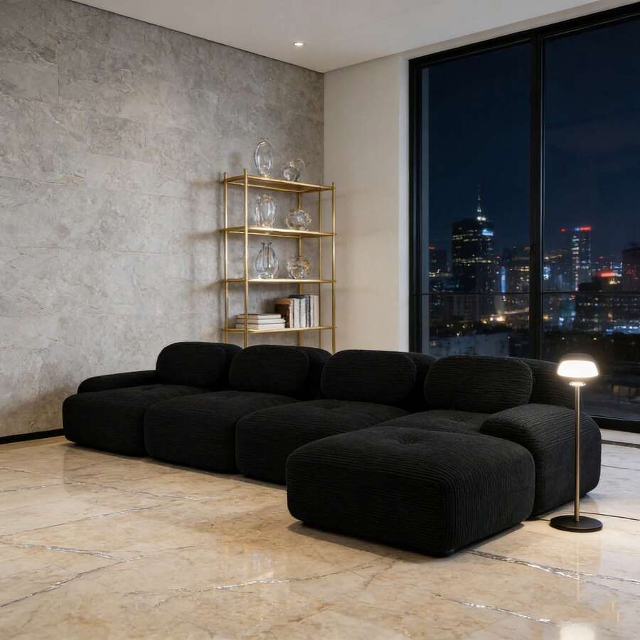 Soffor och soffor - Svart + Manchester + 4-sits - Visa 1