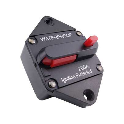 20–200A strömbrytare, 12V–48V DC säkringsinverterare med manuell återställningsknapp, lämplig för bilar, lastbilar, husbilar, båtar, panelmontering