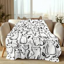 1pc Colorable Geometric Cat Graffiti Blanket - Long Plush All-Season Sofa Bedspread With Free Coloring For & S, Soft Warm Bedding Gift, Cozy For Rooms (Blanket Only - No Markers Included) Four Seasons Universal Multifunctional Blanket/Perfect Gift, Aesthetic Design And 2D Printing Technology Is An Ideal Companion For Sofa Napping, Traveling Camping, Home Decoration And Office Embellishment.A Thoughtful Gift For Thanksgiving, Christmas, Valentine's Day, Father's Day, Mother's Day And Other Festivals Special Moments Such As Birthdays, Weddings, Anniversaries And More.Exclusive Gifts For Family Members, Partners, Parents, Ren, Grandparents Or Dear Friends.They Are Perfect For Beds, Living Rooms, Offices, Beaches,Newly Expanded Themed Collections To Meet A Variety Of Styles And Scenar. - 多色2 - 查看 3
