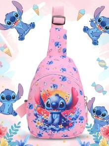 Túi đeo chéo họa tiết Stitch chính thức - Màu hồng tươi sáng, món đồ không thể thiếu cho người hâm mộ - Túi đeo vai nhỏ gọn đa chức năng, có ngăn khóa kéo phía trước, tiện dụng khi rảnh tay, người bạn đồng hành lý tưởng khi đi du lịch - Chất liệu cao cấp, đa dụng cho sử dụng hàng ngày, với họa tiết "Lilo & Stitch" kinh điển. - Nhiều màu - Xem 1