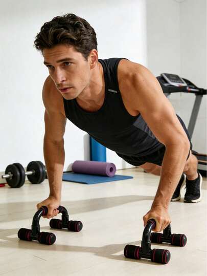 2件套男女通用泡沫俯卧撑杆，防滑纹理设计，适用于健身房、锻炼、家庭训练、健腹轮等。