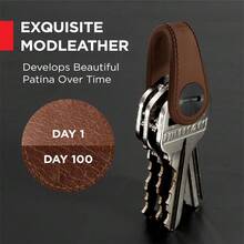 KeySmart Mini llavero organizador para llavero, llavero compacto para llavero, llavero inteligente, llavero de fijación - Cuero - Ver 4