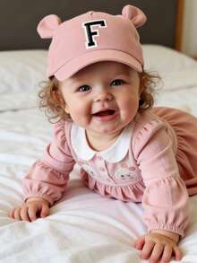 1pc Infant Cute 26 Letter Baseball Cap, Toddler Adorable Ear Design Letter Style Girl's Korean Fashion Sun Hat, 1-3 Years Old - Pink - View 2