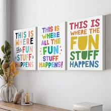 1/3件套返校季励志标语帆布海报。这里是精彩故事发生的地方。返校季墙面装饰画。非常适合学校墙壁、走廊、餐厅和办公室走廊的装饰。家居装饰和墙面艺术！室内装饰。精美的房间装饰，可选配画框。 - 彩色 - 查看 8