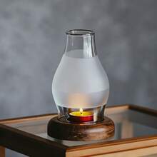 1pc Vintage Glass Candle Holder, Elegant Windproof Design With Round Tealight Tray, Perfect For Christmas, Valentine's Day, Easter, Ramadan, St. Patrick's Day Tabletop Decor, Retro Home Accent - Multicolor - View 19