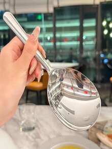 1 pieza/2 piezas Cuchara de servir grande de acero inoxidable, cazo de servir grande, cuchara de bufé para catering, apta para lavavajillas, cuchara de cocina plateada, para restaurante, hotel, utensilios de cocina prácticos - Multicolor - Ver 3