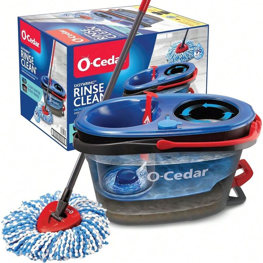 O-Cedar RinseClean Spin Mop & Bucket System | Clean With Clean Water | Removes 99% Of Bacteria - Cây lau nhà xoay Rinseclean và xô nước - Xem 1