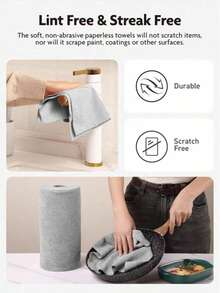 1pc Reusable Microfiber Cleaning Cloth Roll - 20 Sheets, 10x10 Inch (25x25cm) Each, With Perforated Design | Super Absorbent, Durable & Scratch-Resistant, Machine Washable | Multi-Purpose Cleaning Towel For Home, Kitchen, Restaurant, Auto Detailing & More - Grey - View 2