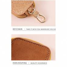 Zipper PU Leather Glitter Earphone Protective Case, Multifunctional Waist Hanging Coin Purse Keychain Pouch For Bluetooth Earphones - Multicolor - View 3