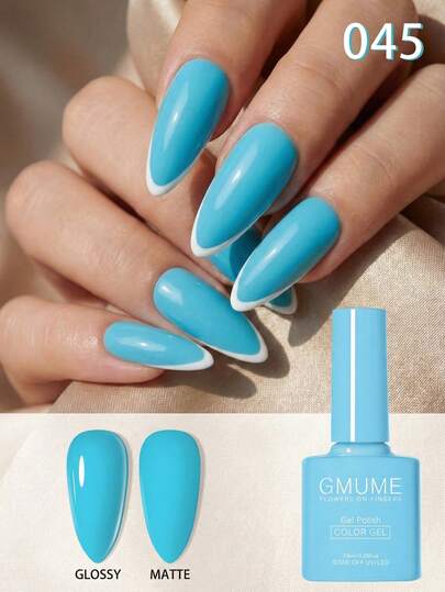 7.5ml Bright Sky Blue Gel Nail Polish No.045, Vibrant Cyan Baby Blue Color, Summer Beach Ocean Varnish Nails