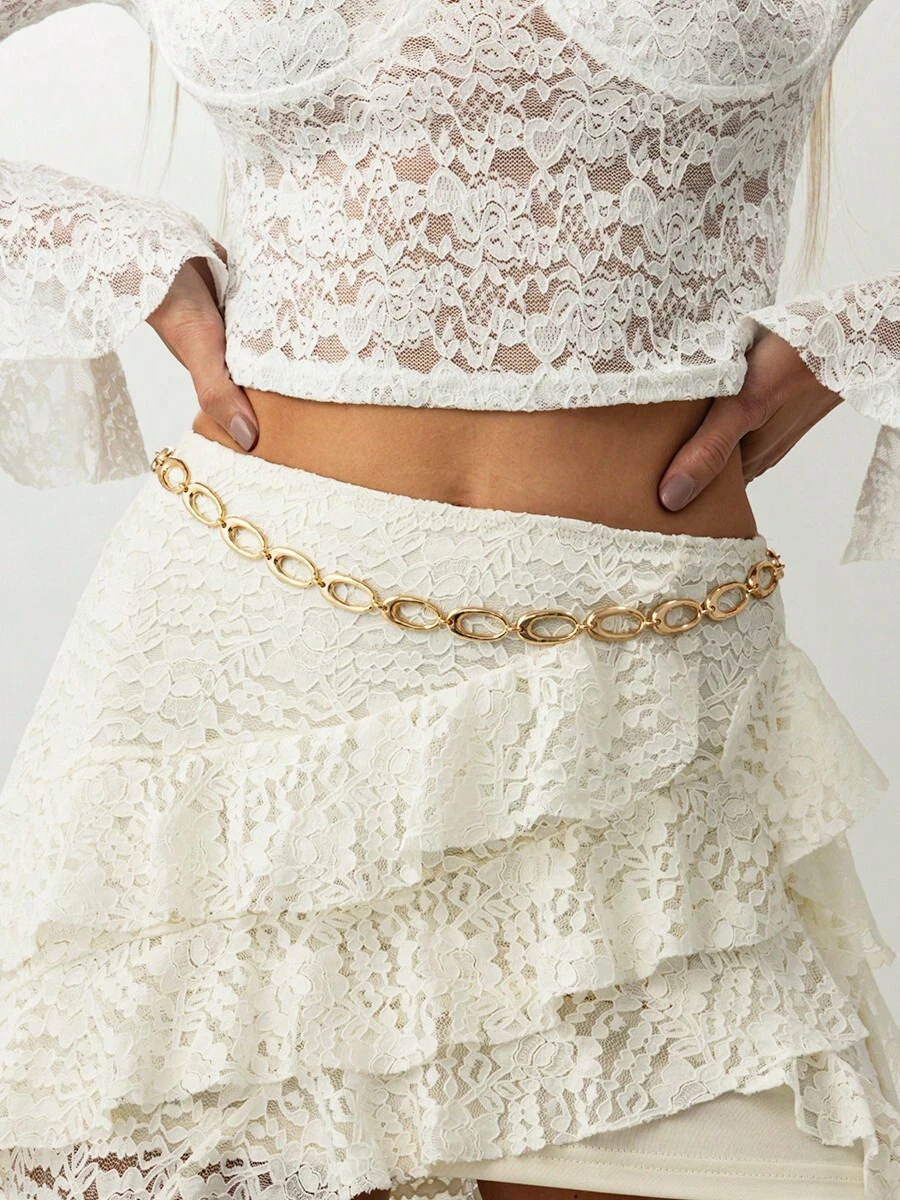 1件简约镂空金属圆环腰链，时尚几何腰带身体链，适合各种场合，绝佳的礼物之选